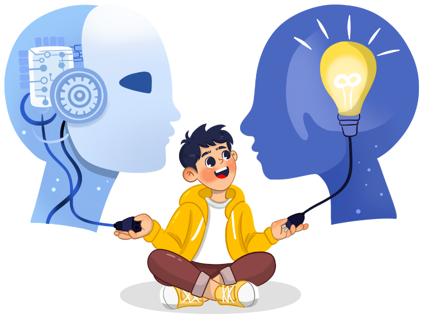 A student linking a human mind and an AI mind — the COIL bridge between the two universities